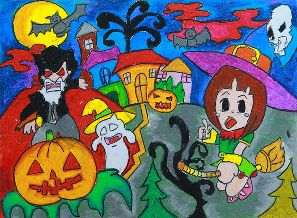 vẽ tranh đề tài lễ hội Halloween
